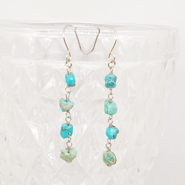 후베이 러프 터키석 귀걸이