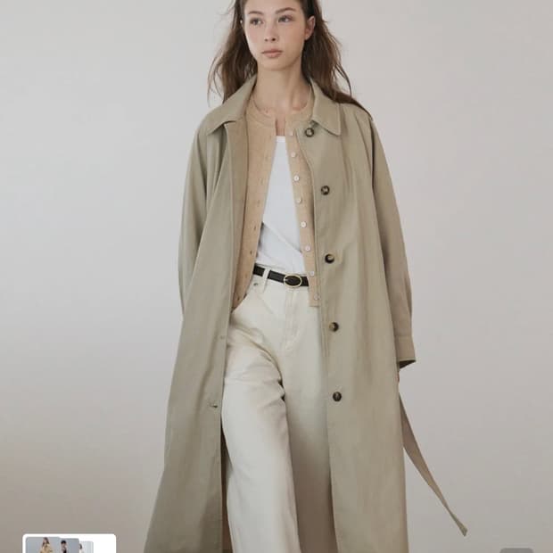 하네 벨티드 롱 트렌치 코트 베이지 
