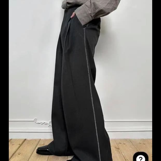 비액세스 콜드 그레이 울 와이드 팬츠 XL