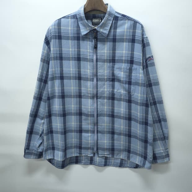 루츠(ROOTS) 오버핏 지퍼 체크 셔츠자켓 ( 105~110 )