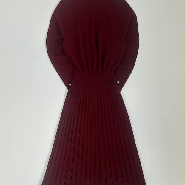 [F] Mine 마인 한섬 울 플리츠 니트 드레스