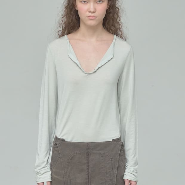 Open yy 헨리넥 롱슬리브 민트