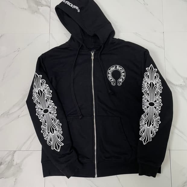 신형 크롬하츠 퍽유 홀스슈 플로랄 헤비웨이트 후드집업 L 신세계택