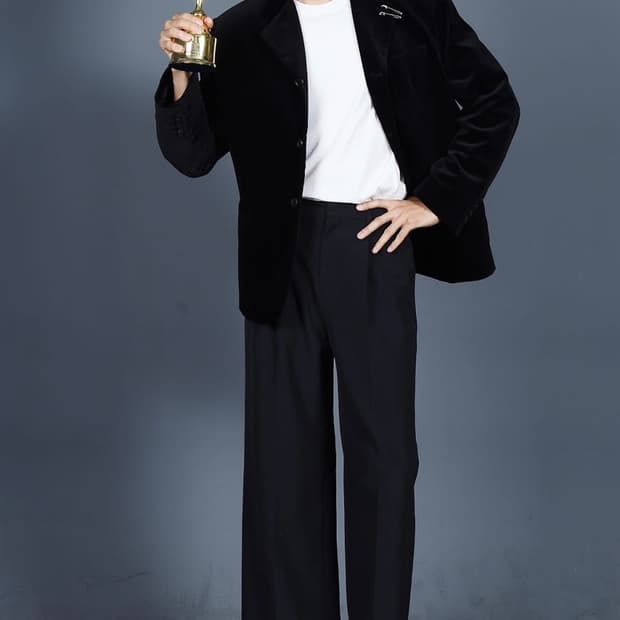 M ) STU 벨벳 블레이저 블랙 스타클립