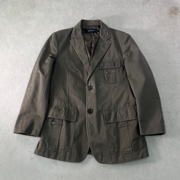 100 구찌 빈티지 포켓 코튼 블레이져