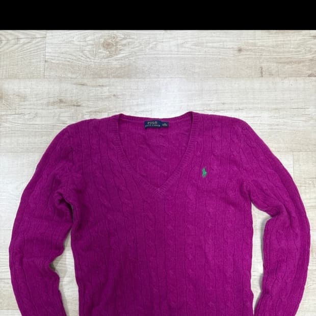 폴로 랄프로렌 케이블 브이넥 니트 퍼플 m