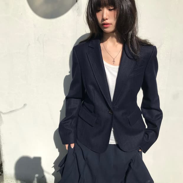 Aspesi 네이비 스트라이프 블레이저