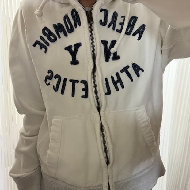 아베크롬비 화이트 후드집업 xl