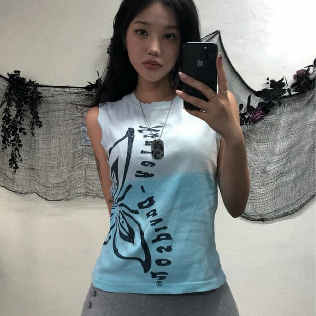 할리데이비슨 블루 오리엔탈 그라데이션 슬리브리스