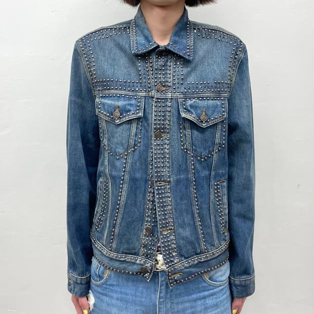 studded cubic denim jacket