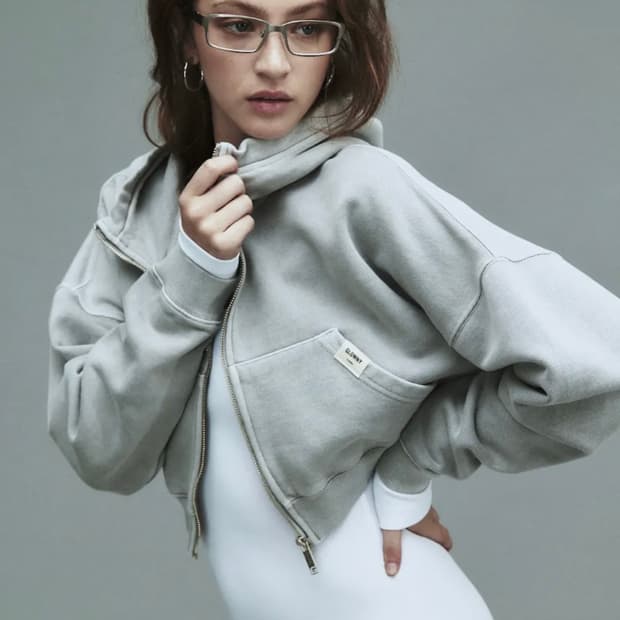 G CLASSIC WASHED CROP ZIP UP (GRAY)