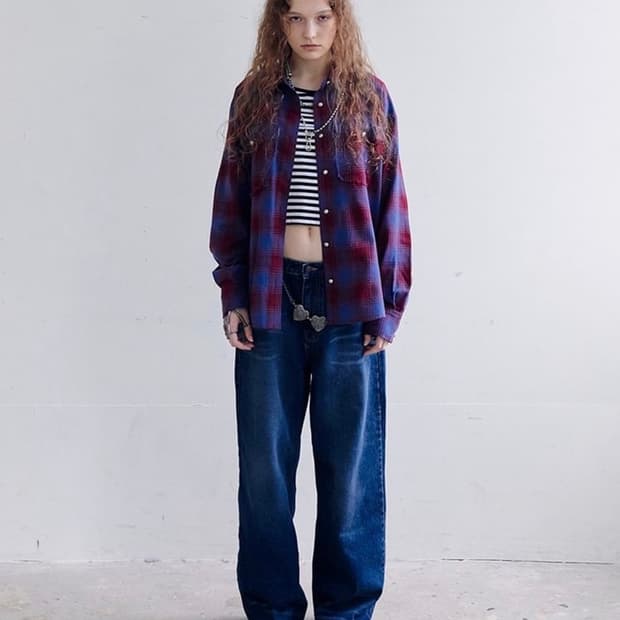 데어드 실버버튼 셔츠 SILVER BUTTON CHECK SHIRT