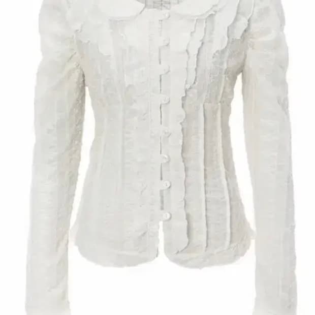 쓰리타임즈 스노우 러플탑 블라우스 화이트