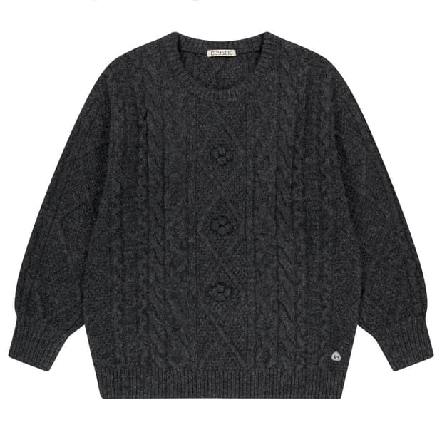 COYSEIO POMPOM CABLE KNIT