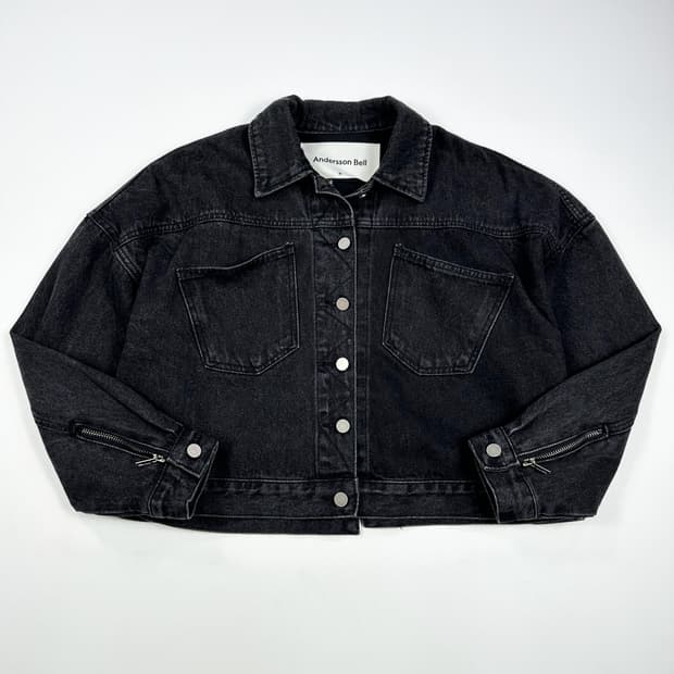 앤더슨벨 여성 크롭 오버핏 흑청 데님자켓 여성M
