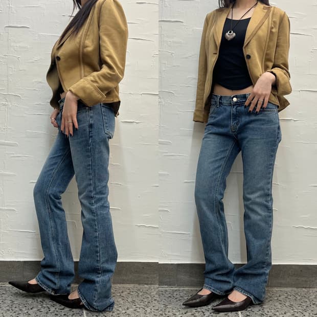 Beige one button jacket