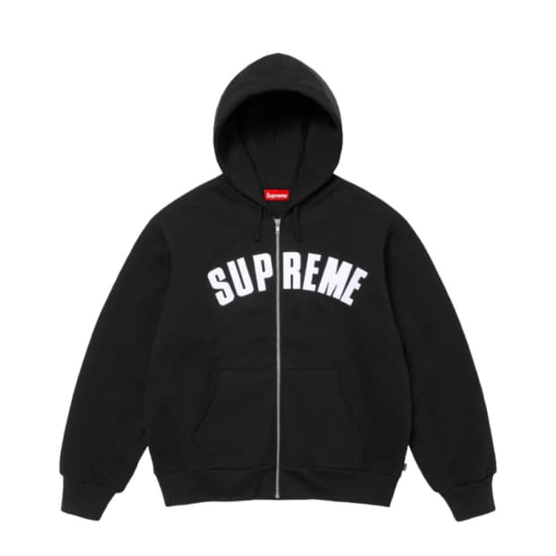[L] 슈프림 아크 써멀 라인드 집업 후드 스웨트 셔츠 블랙 24FW