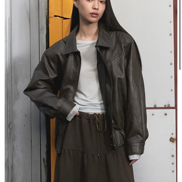 오데스 레더 점퍼 브라운