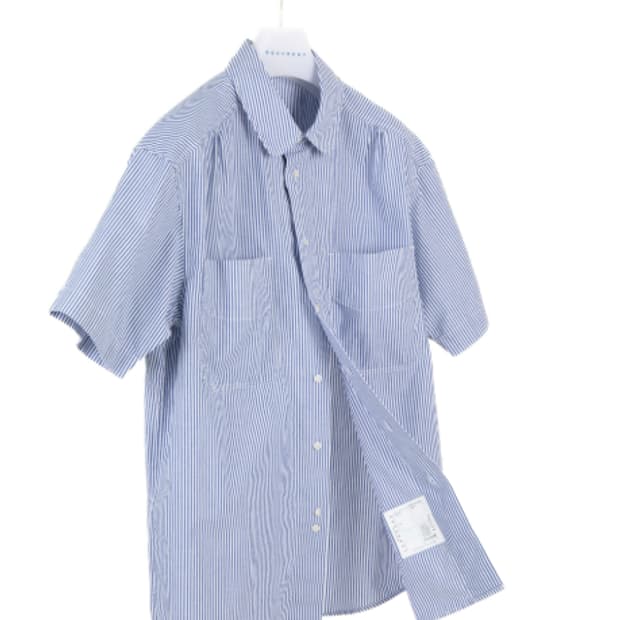 도큐먼트 백로고 반팔 셔츠(BACK LOGO STRIPED HALF SH