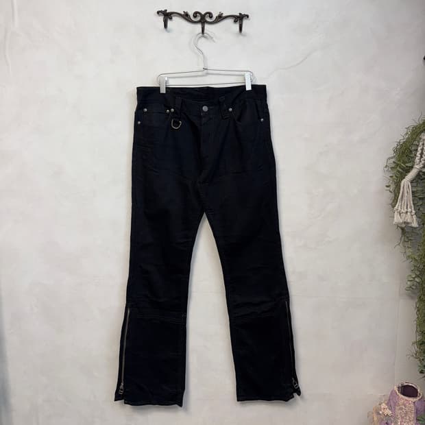 Black hard coated punk zipper 부츠컷팬츠