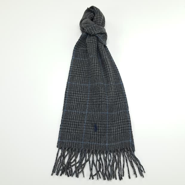 MX254 폴로 랄프로렌 하운드투스 그레이 양면 버진울 목도리 머플러