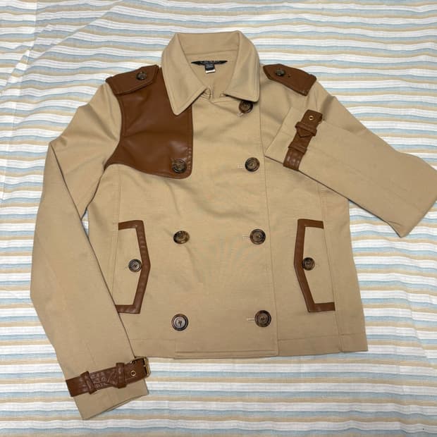 Lauren 레더 숏 트렌치 코트