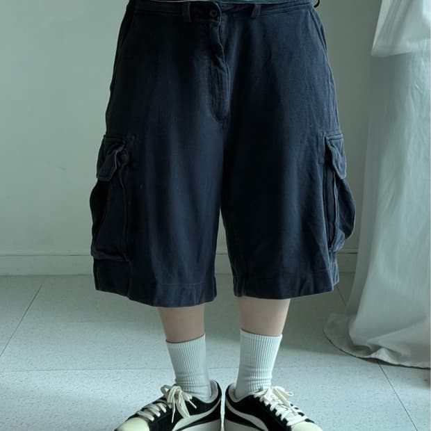 폴로 네이비 코튼 카고 버뮤다 팬츠