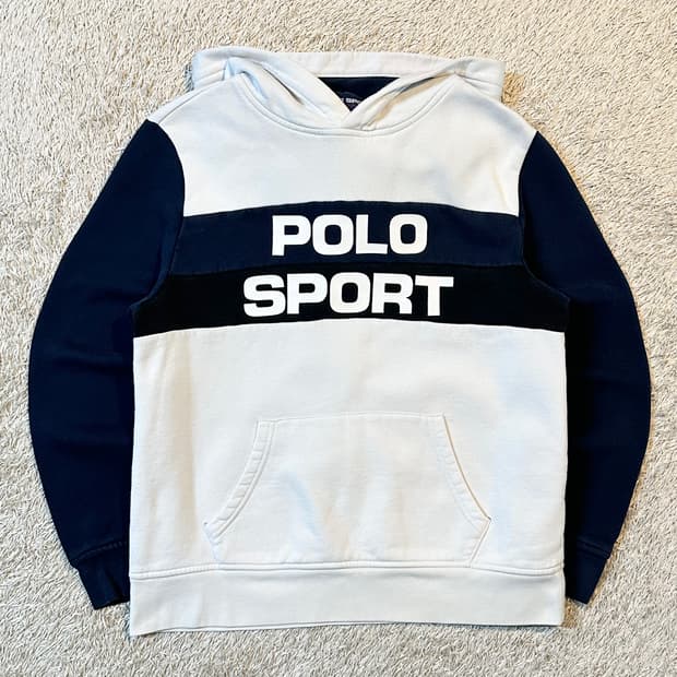 폴로 스포츠 신형 QR 컬러블록 스펠로고 후드티