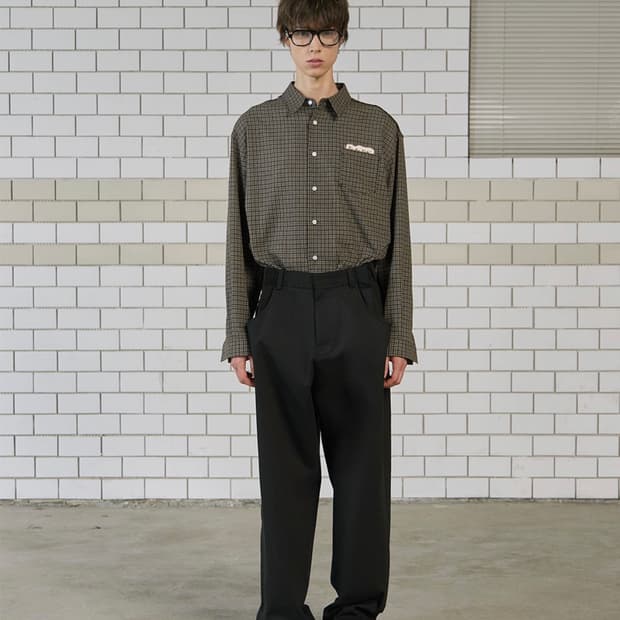 STU 레터링 체크 셔츠 M