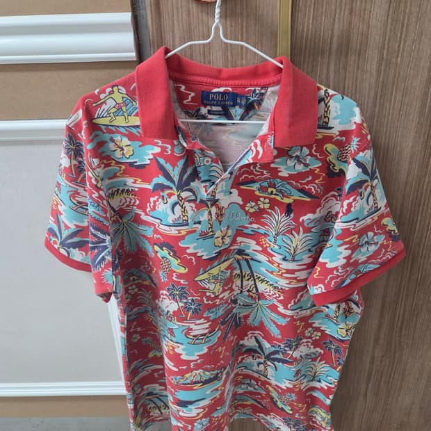 폴로 랄프로렌 알로하 레드 반팔 카라 티셔츠 XL