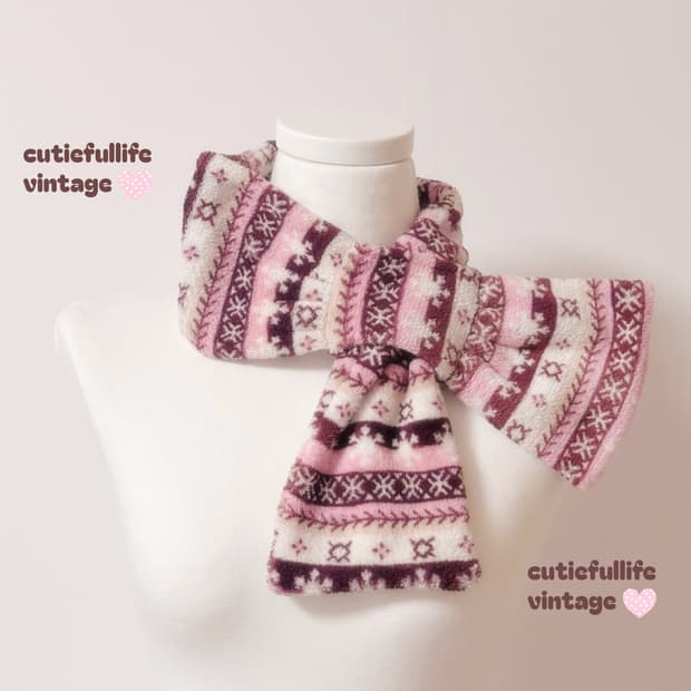 딸기초코 노르딕 리본 목도리 히메갸루 라떼