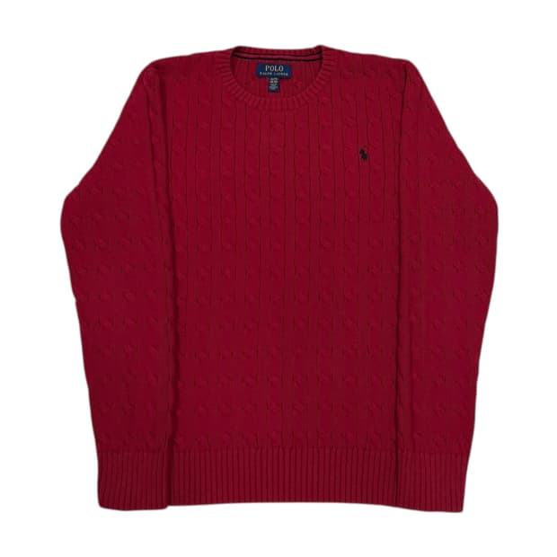 폴로 랄프로렌 케이블 꽈배기 니트 레드 XL