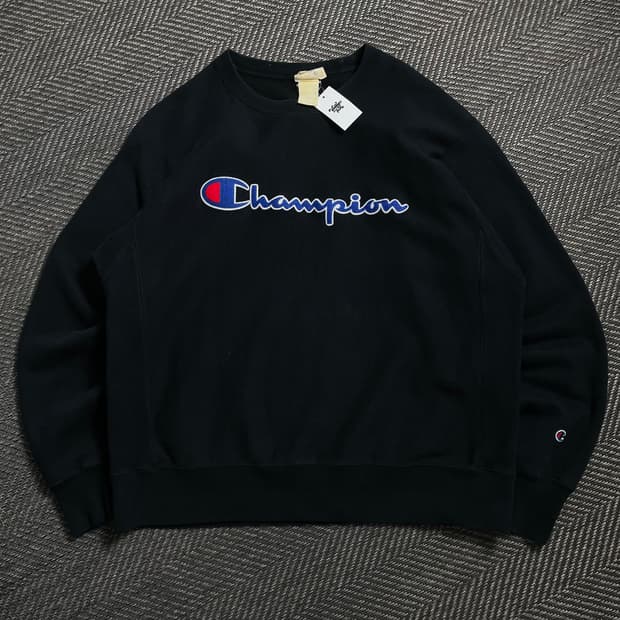 챔피온 리버스위브 빅로고 블랙 스웻 셔츠o 4572