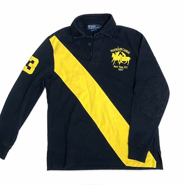 폴로 랄프 로렌 배색 럭비 카라티