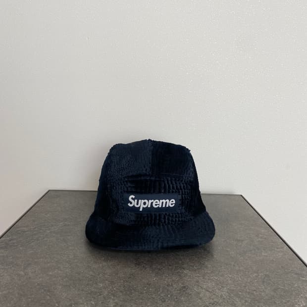 (OS) 슈프림 박스로고 캠프캡 크로커다일 코듀로이 네이비