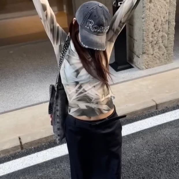 2000아카이브 로즈 데님 볼캡 모자