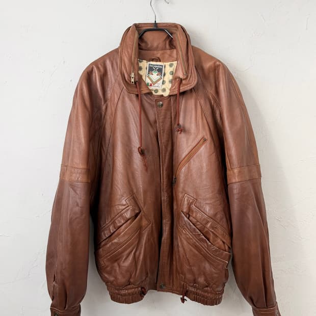 80s SalvajeAire 패널 레더 봄버 (MADE IN ITALY)