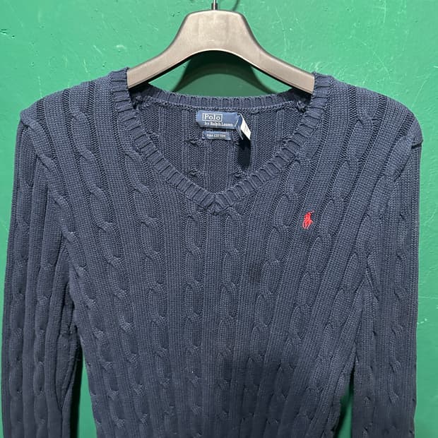 폴로 여성 꽈베기니트 네이비S