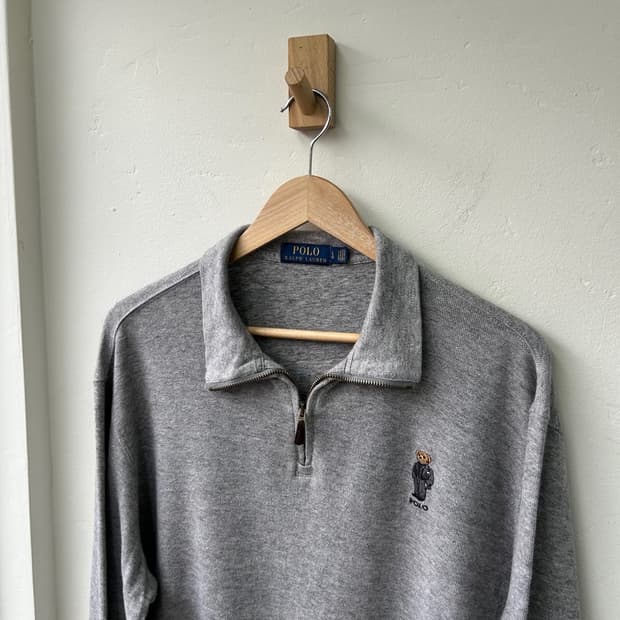 16331 - 폴로 랄프로렌 그레이 베어 반집업 니트