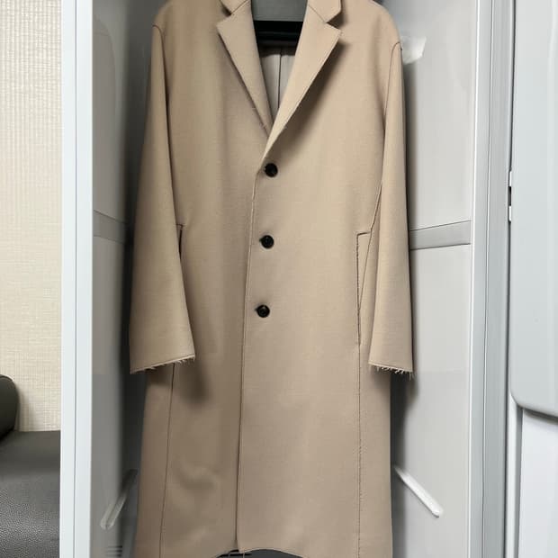 타임옴므 라이트베이지 캐시미어 세미오버핏 코트 95사이즈
