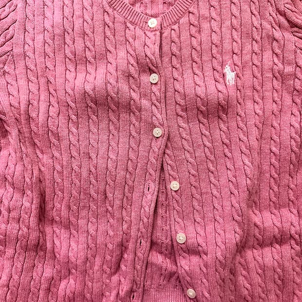 폴로 케이블 가디건 핑크