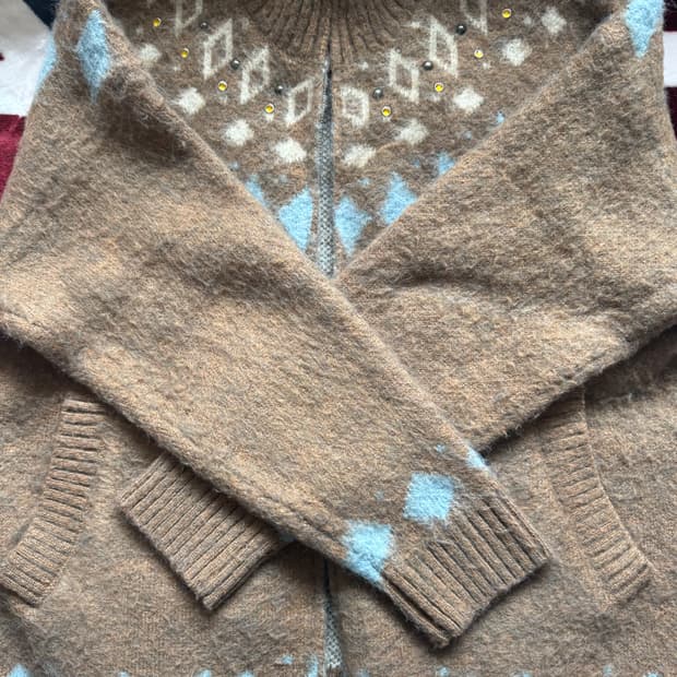 가키하라 브라운 니트집업