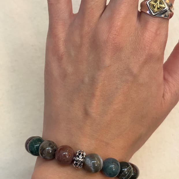🪶 Earth Balance – 인디언 마노 내추럴 스톤 팔찌