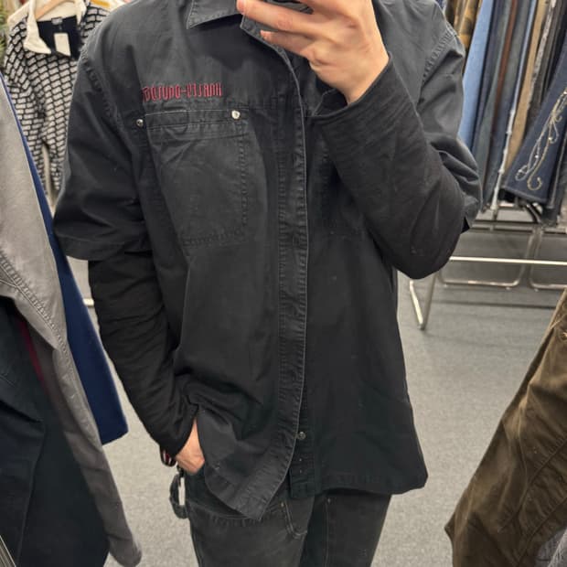 XL)할리데이비슨 빈티지 스컬 프린팅 자수 블랙 반팔셔츠