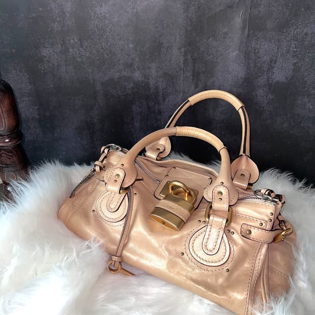 Chloe 끌로에 패딩턴 샴페인골드 레더 아카이브 자물쇠 토트백