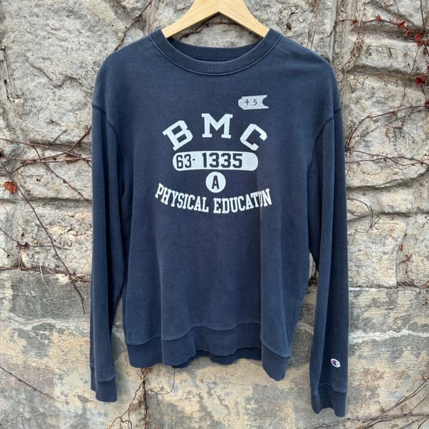 챔피온 빈티지 프린팅 페이딩 스웻 셔츠 맨투맨 네이비 xl