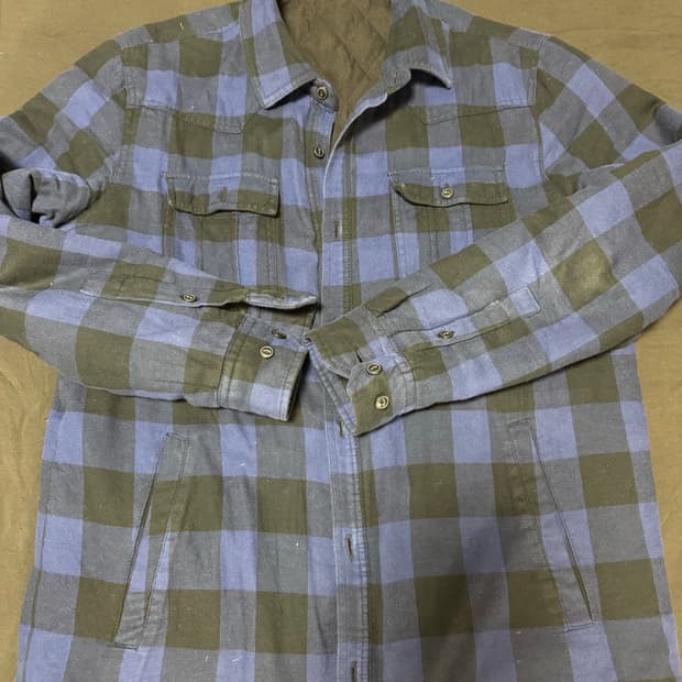 중고정품 뱅뱅 버팔로 체크 블루 누빔 셔츠 자켓 L