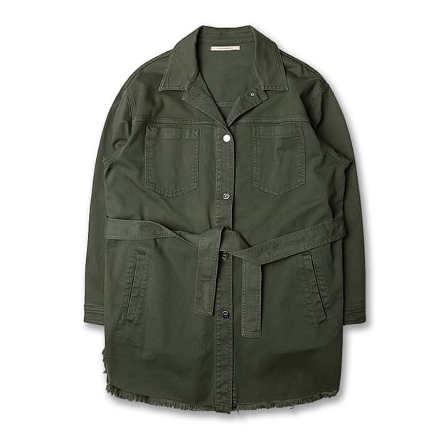 트라마로사 [Tramarossa] 올리브 그린 데님 이태리 벨티드 자켓