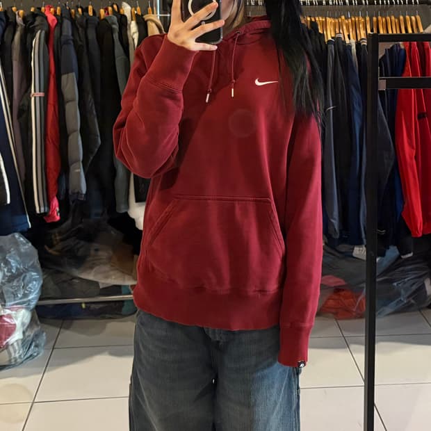 나이키 스우시 후드 버건디