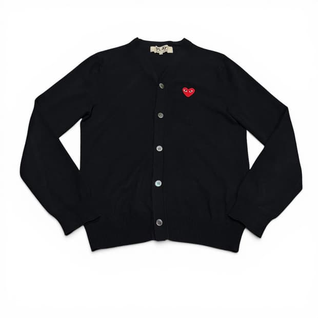 M 꼼데가르송 PLAY 블랙 와펜 가디건